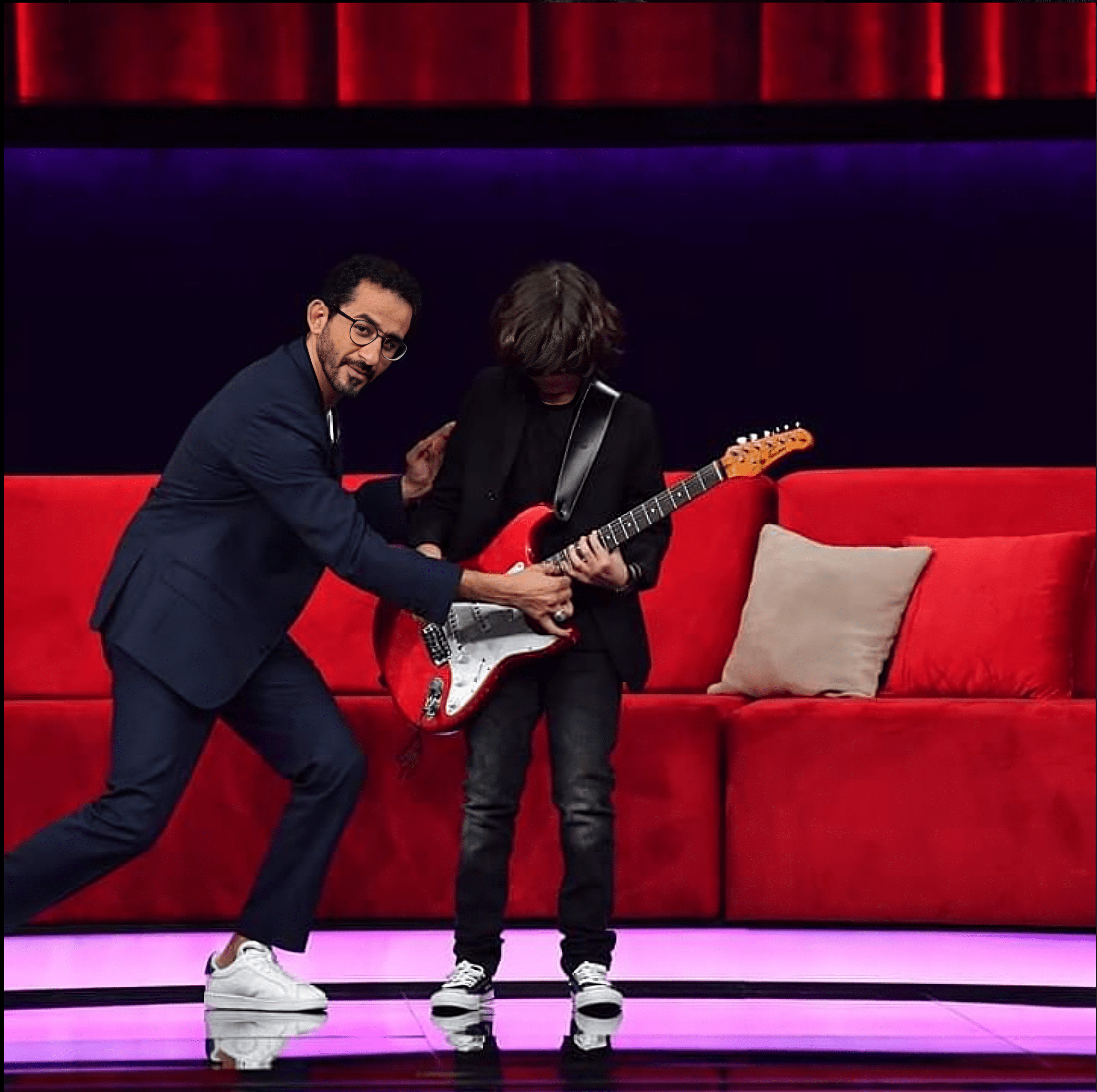 Tameem Masadeh performing guitar on MBC Little Big Start talent show